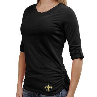 NFL Cutter & Buck New Orleans Saints Ladies Fellowship Three Quarter Sleeve Premium T Shirt   Black (Medium)  Sports Fan T Shirts  Sports & Outdoors