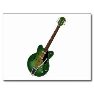 Green Sunburst Hollow Body Guitar Postcard