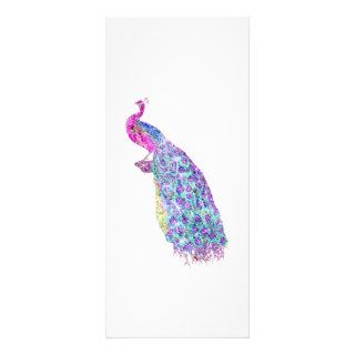 Elegant Girly Bright Pink Teal Regal Peacock Bird Custom Rack Card