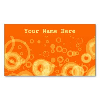 Orange Retro Rings Wallpaper Business Card Template