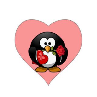 Cute little animated Valentine penguin Sticker
