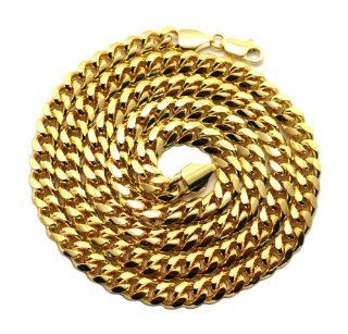 New Gold Plated 8mm 30" Miami Cuban Link Chain Necklace Jewelry