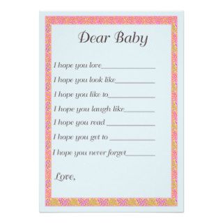 "Dear Baby" Baby Shower Activity Cards