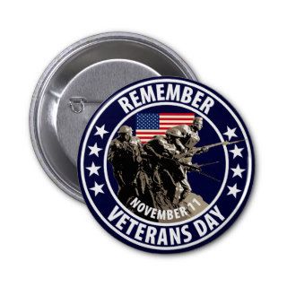 Remember Veterans Day Pinback Buttons