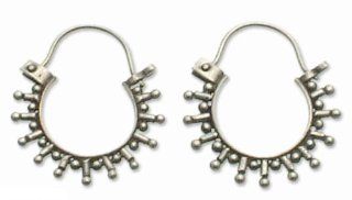 Sterling silver hoop earrings, 'Indonesia Star' Jewelry
