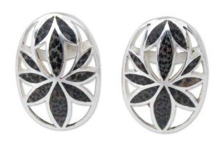 Coconut shell button earrings, 'Lotus Love' Stud Earrings Jewelry