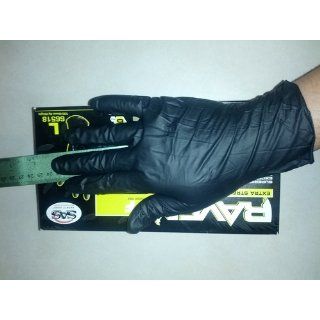 SAS Safety 66518 Raven Powder Free Disposable Black Nitrile 6 Mil Gloves, Large, 100 Gloves by Weight   Work Gloves  