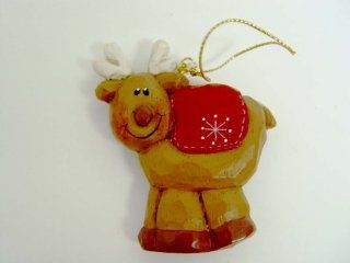 Cute Reindeer Clay Ornament 2.75" Tall  Decorative Hanging Ornaments  