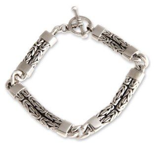 Men's sterling silver braided bracelet, 'Hand in Hand' Jewelry