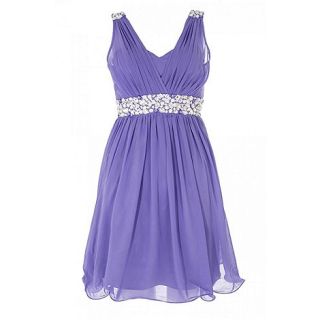 Quiz Purple Diamante Prom Dress