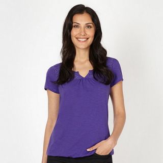 The Collection Dark purple daisy broderie top