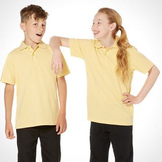 Pack of three unisex yellow PE school uniform polo shirts