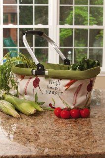 Canvas Collapsible Market Tote Basket   Home Storage Baskets