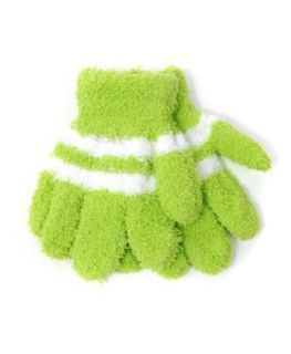 Kid's Green With White Striped Magic Winter Gloves KSTG3301 Clothing