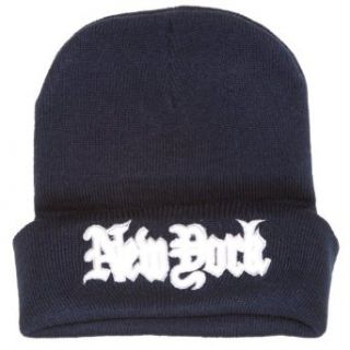 City New York Old English Script Embroidered Navy Cuff Knit Beanie at  Mens Clothing store