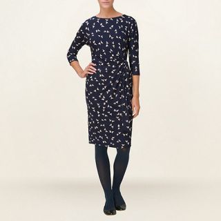Phase Eight Navy And Stone Kissing Birds Print Dress