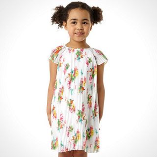 Baker by Ted Baker Girls white pleated floral dress