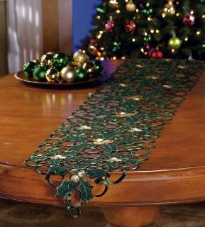 Cut Out Christmas Holly Table Runner Decoration By Collections Etc  