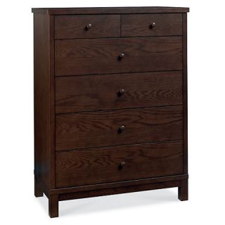 Stained oak finished Burlington tall 6 drawer chest