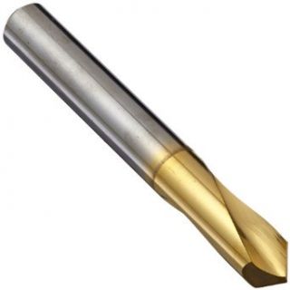 KEO 34312 Solid Carbide NC Spotting Drill Bit, TiN Coated, Round Shank, Right Hand Flute, 90 Degree Point Angle, 5/16" Body Diameter, 2 1/2" Overall Length Jobber Drill Bits
