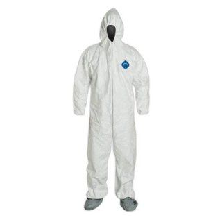 DuPont TY122S Disposable Elastic Wrist, Bootie & Hood White Tyvek Coverall Suit 1414, Size XXLarge, Sold by the Each Painting Coveralls