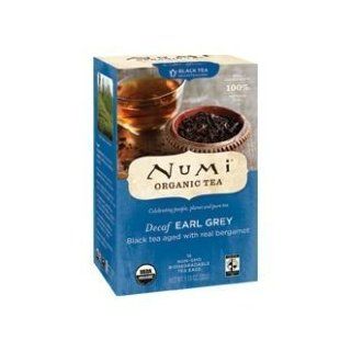 Numi Organic Decaffeinated Earl Grey Tea   16 bags per pack    6 packs per case.  Herbal Teas  Grocery & Gourmet Food