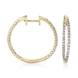 1.00 ct. t.w. Diamond Inside Outside Hoop Earrings in 14kt Yellow Gold Jewelry