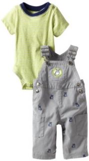 Little Me Baby boys Newborn Bulldog Overall Set, Grey, 3 Months Clothing