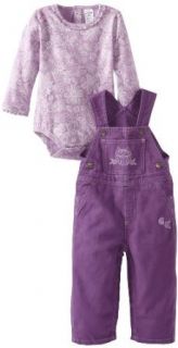 Carhartt Baby girls Infant Washed Canvas Bib Overall Set Floral, Purple, 12 Months Clothing