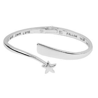 Sterling Silver "Live Your Own Life Follow Your Own Star" Hinged Bracelet Jewelry