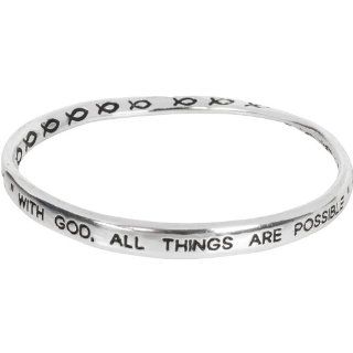 Heirloom Finds Silver Tone With God All Things are Possible Twist Bangle Bracelet Jewelry