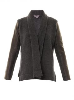 Leather sleeve knitted jacket  Vince