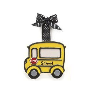 Ceramic School Bus Small Ornament   Yellow Teacher Gift Party Christmas  