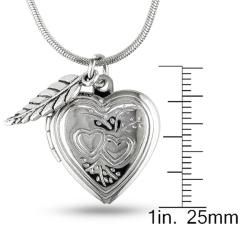 White Brass Locket with Hanging Leaf Charm Heart Pendant Lockets Necklaces