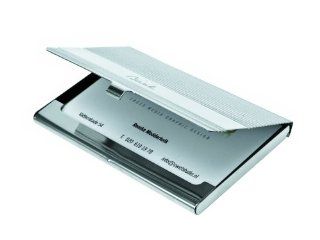 Present Time Brink Steel Name Card Holder with Embossed Lines   Office Desk Organizers