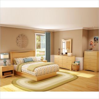 South Shore Copley Wood Panel Headboard 4 Piece Bedroom Set in Natural Maple   3113PKG