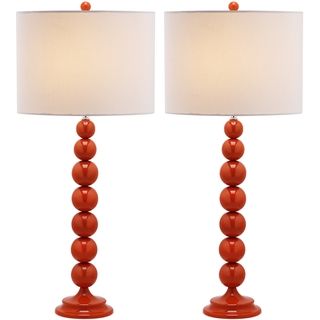 Jenna Stacked Ball 1 light Orange Table Lamps (Set of 2) Safavieh Lamp Sets