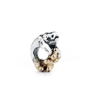 Novobeads Manatee and Coral, Silver with 14K Gold Silver & 14K Gold Charm Bead Manatee Pandora Jewelry
