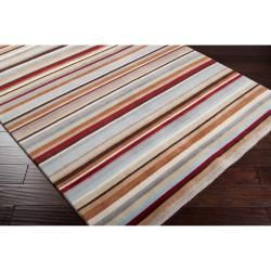 Hand knotted Multi Colored Striped Banbury Wool Rug (5' x 8') Surya 5x8   6x9 Rugs