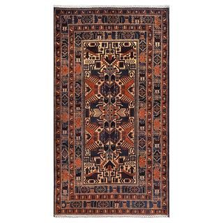 Afghan Hand knotted Tribal Balouchi Dark Grey/ Light Brown Wool Rug (3'9 x 7'0) 3x5   4x6 Rugs