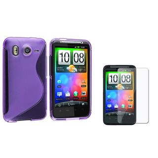 Purple S Shape TPU Case/ LCD Protector for HTC Desire HD/ Inspire 4G BasAcc Cases & Holders