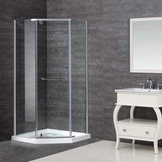 Aston 36 x 36 inch Clear Glass Neo Angle Semi Frameless Shower Enclosure with Acrylic Base Aston Shower Doors