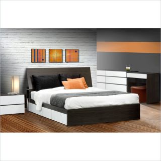 Nexera Allure 60" Queen Bed 3 Piece Bedroom Set in White Lacquer/Ebony   226033 3PcBedroom PKG