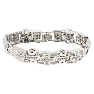 La Preciosa Silvertone Men's Crystal Bling Bracelet La Preciosa Men's Bracelets