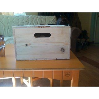 Wooden Pine Box with Hand Holes and a Loose Lid. 15" x 12" x 7" tall Outside   Decorative Boxes