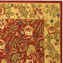 Handmade Boitanical Red/ Ivory Wool Rug (8'9 x 11'9) Safavieh 7x9   10x14 Rugs