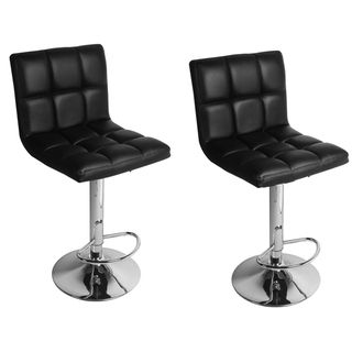 Adeco Black/Chrome Finish Adjustable Barstool Chair Set Bar Stools