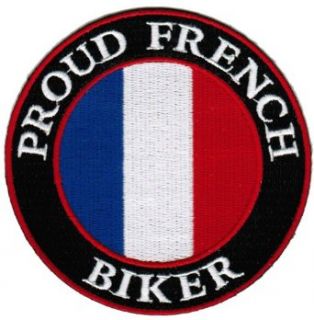 Proud French Biker Embroidered Patch France Flag Iron On Motorcycle Emblem Apparel Accessories Clothing
