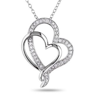 Sterling Silver 1/4ct TDW Diamond Heart Necklace Diamond Necklaces