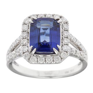 14k White Gold 4/5ct TDW Diamond and Sapphire Estate Ballerina Ring (G H, SI1 SI2) Estate and Vintage Rings